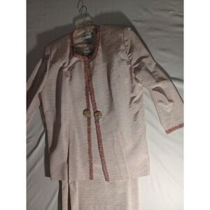 Angelina Joy Skirt Suit Set Womens 20W Pink Metallic 3 Piece Jacket Shell Skirt